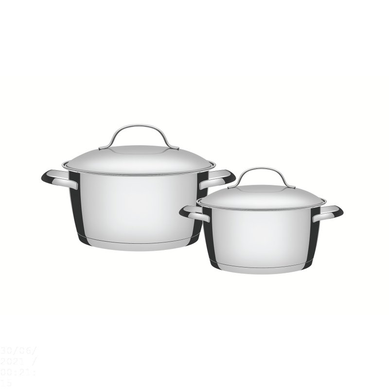 Jogo de Panelas Allegra em Aço Inox com Fundo Triplo e Tampas de Inox 2 Peças