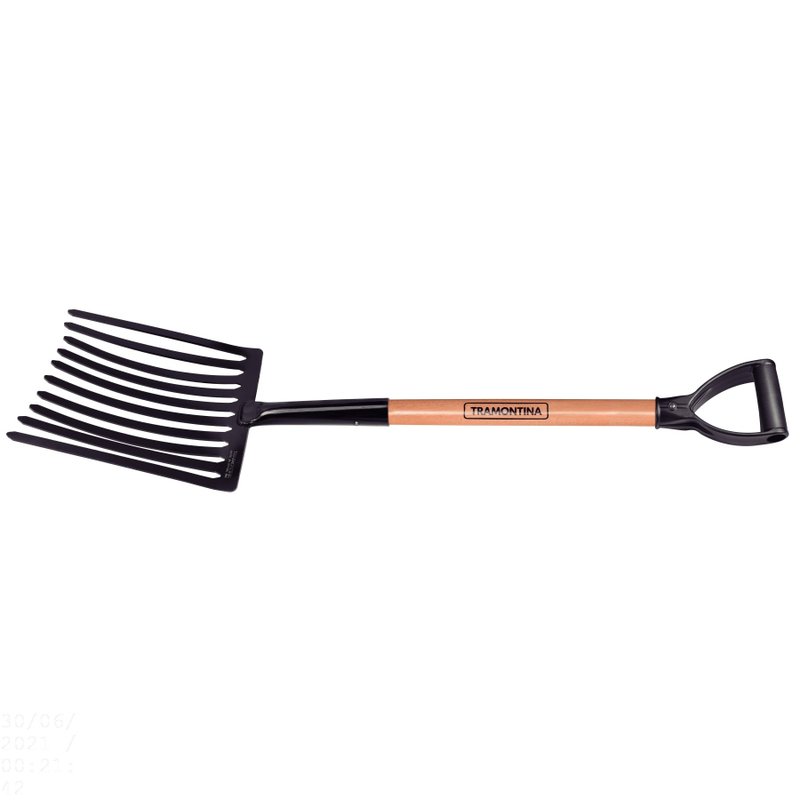 Forcado para Cascalho com 10 Dentes em Aço com Cabo de Madeira 71 cm