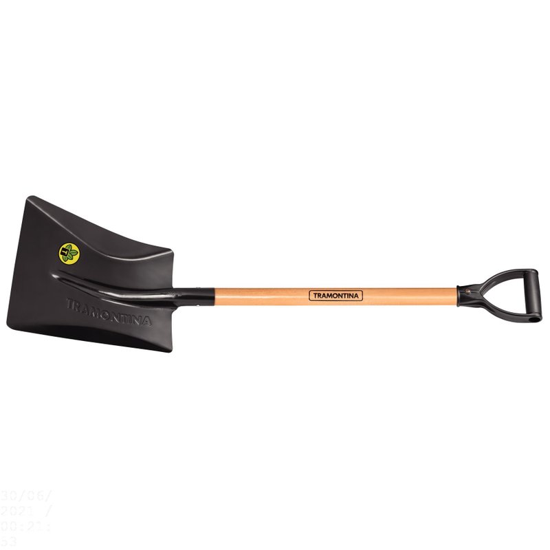 Pá Quadrada 464/40 em Aço com Cabo de Madeira 71 cm com Empunhadura Plástica Reta Ergonôm