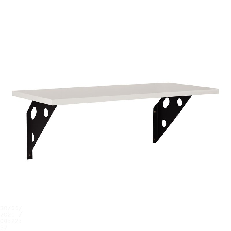 Prateleira Elite em Madeira Pinus com Acabamento Branco Suporte Metálico 400x250x15 mm