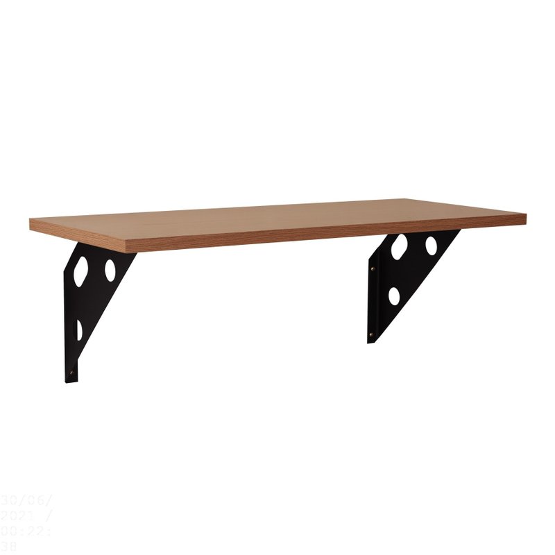 Prateleira Elite em Madeira Pinus com Acabamento Amêndoa e Suporte Metálico 400x250x15 mm