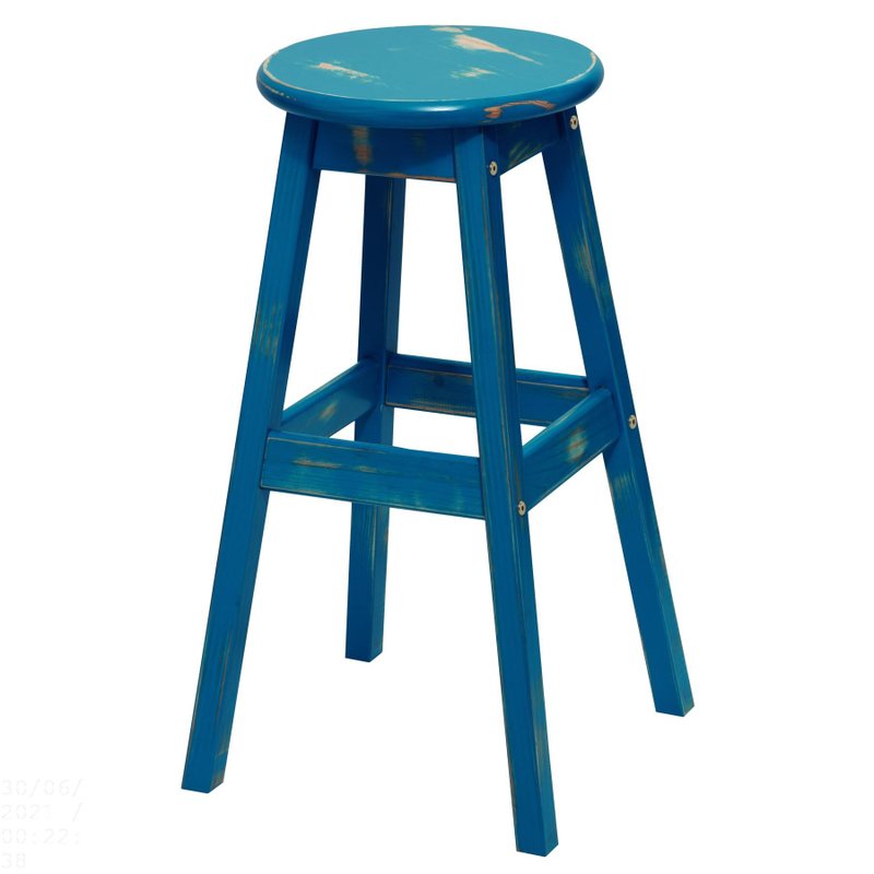 Banqueta de Madeira Alta Modelo Rústico Azul