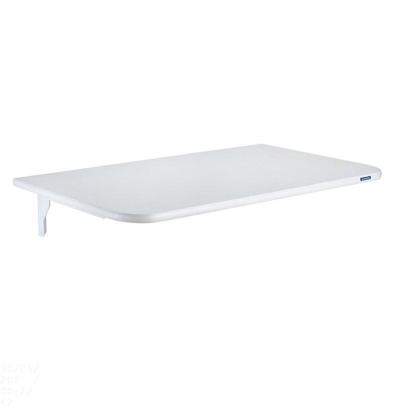 Mesa Dobrável em Madeira Pinus com Acabamento Branco com Suporte Metálico 750x450 mm