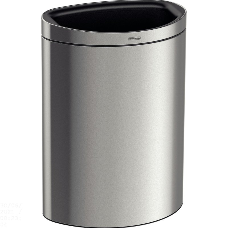 Lixeira Tipo D em Aço Inox com Acabamento Scotch Brite e Balde Interno Removível 49 L