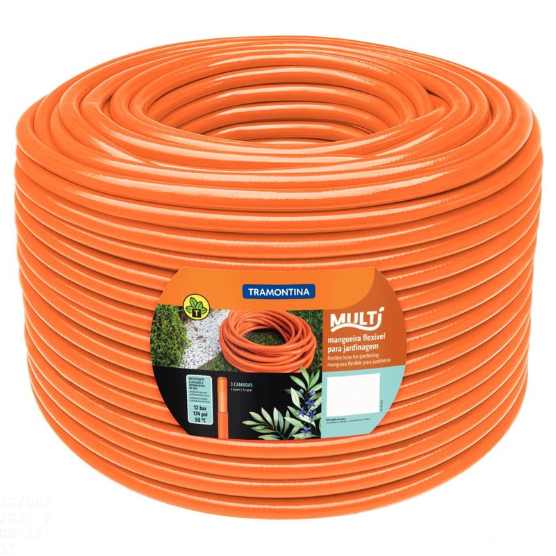Mangueira Multi 3/4" Laranja em PVC 3 Camadas 50 m