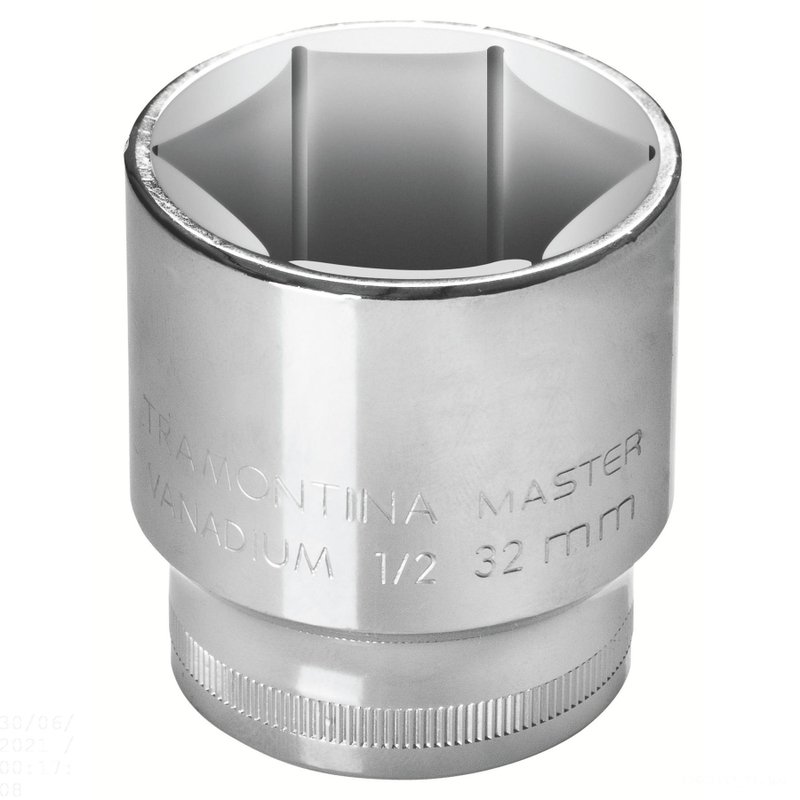 Soquete Sextavado 19 mm encaixe 1/2" em Aço Cromo Vanádio com Acabamento Cromado