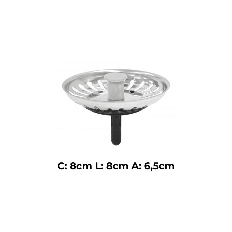 Tampa de Válvula Econômica para Pias e Cubas 4 1/2" em Aço Inox e Polipropileno