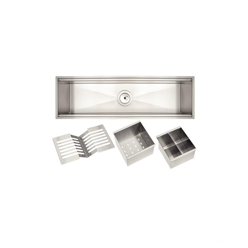 Canal Organizador em Aço Inox para Sobrepor com Acabamento Scotch Brite 60x18 cm