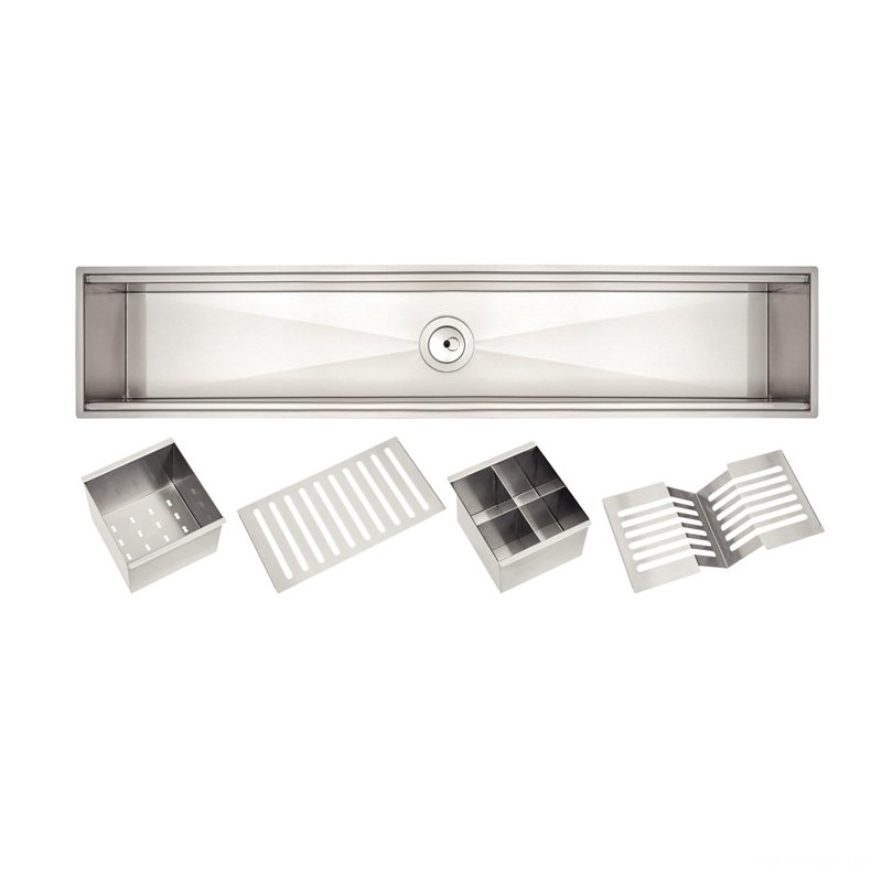 Canal Organizador em Aço Inox para Sobrepor com Acabamento Scotch Brite 90x18 cm