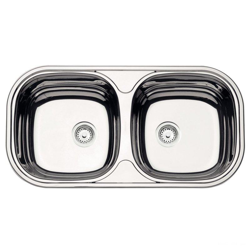 Cuba de embutir/sobrepor Isis 2C 34 BS em aço inox alto brilho 78x40 cm - Aço Inox