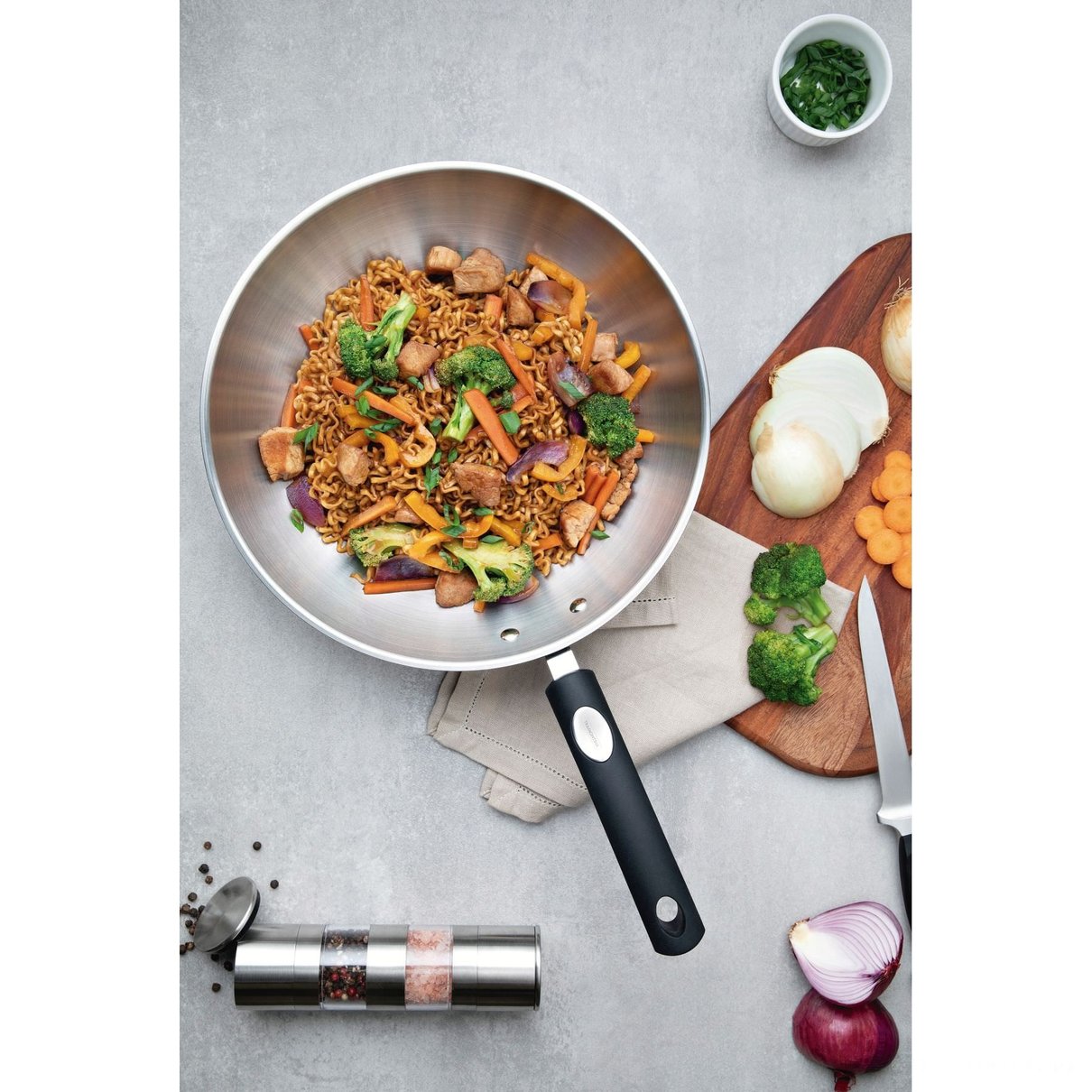 Wok Solar Silicone em Aço Inox com Fundo Triplo 28 cm 3,3 L