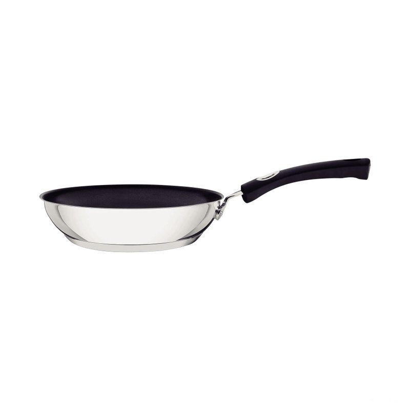 Frigideira Solar Silicone Rasa Inox Fundo Triplo Antiaderente Cabo de Silicone 24 cm 2,1L