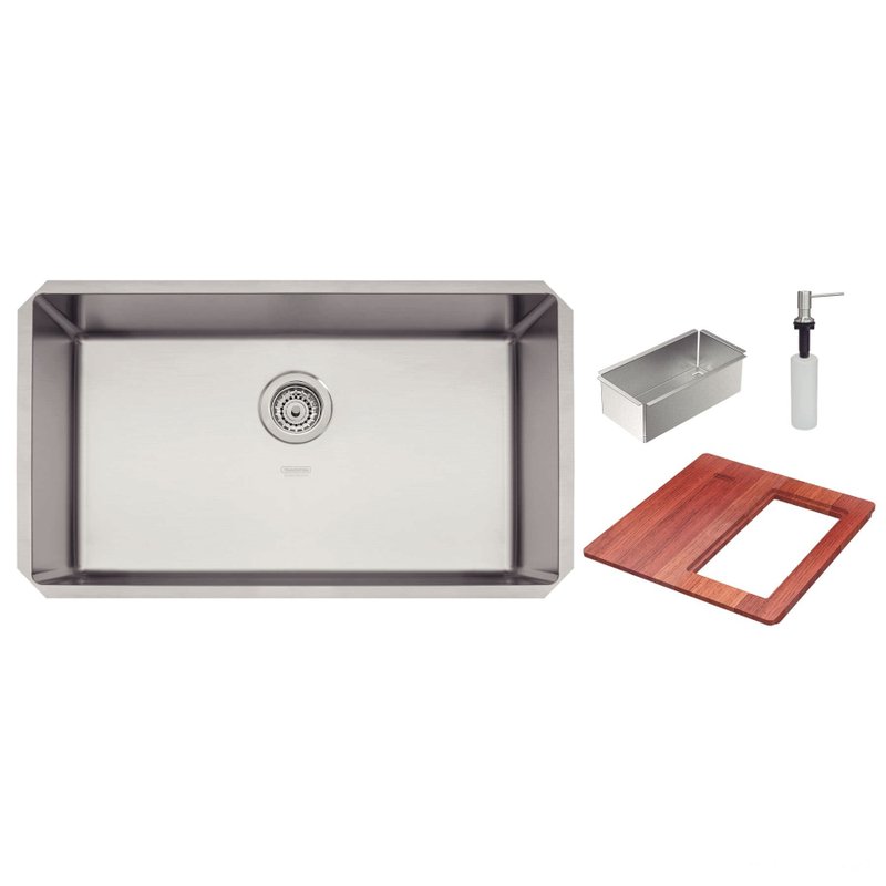 Cuba Design Collection Quadrum Undermount Inox Scotch Brite 70x40cm Dosador de Sabão, Tábua e Cesto