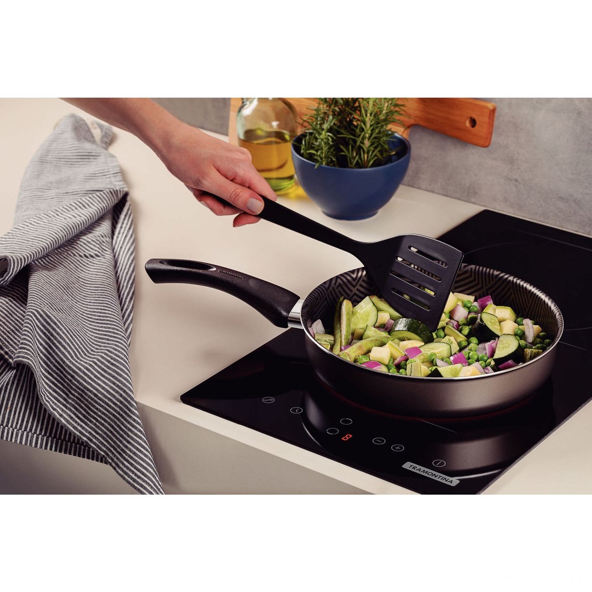 Frigideira Reta Paris 20cm 1,4L Antiaderente Starflon Max Chumbo com Espátula de Nylon