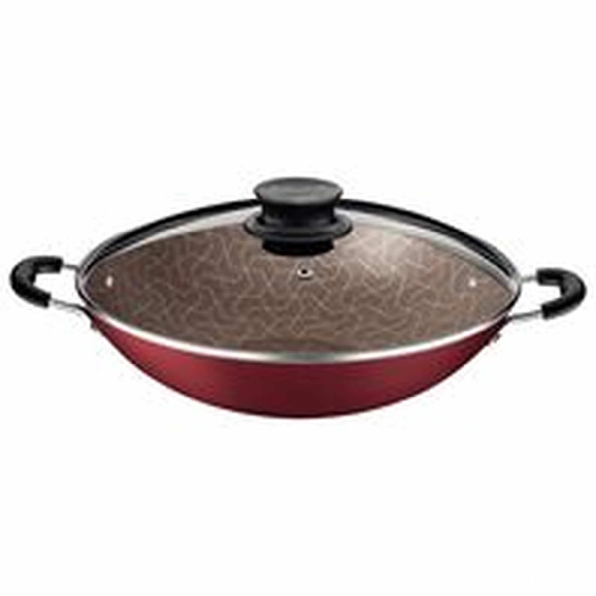 Wok Paris Antiaderente Starflon Max Vermelho com Tampa de Vidro 36 cm 6,0 L