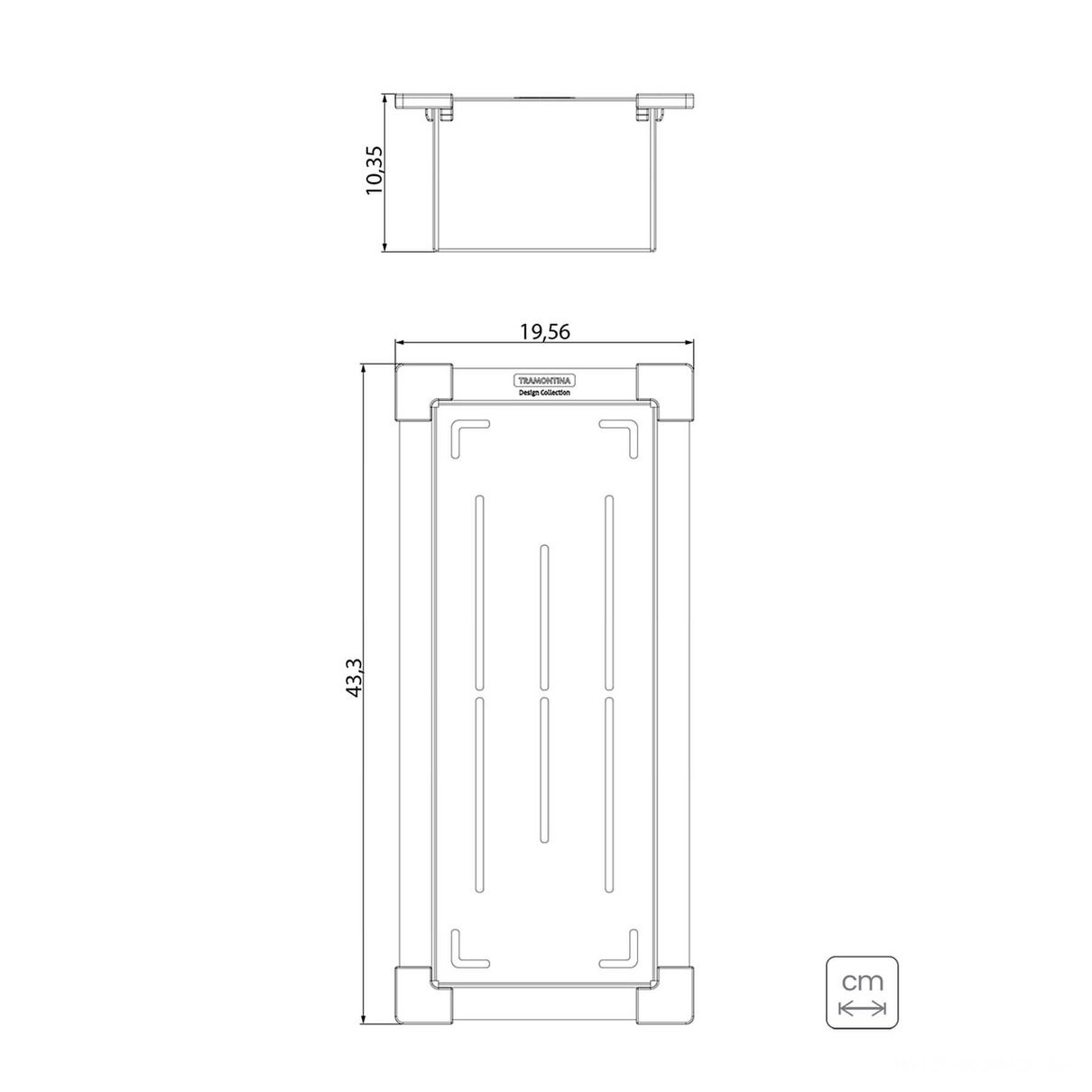 Cesto Coador Design Collection Acessórios Aço Inox com Acabamento Scotch Brite 19x43 cm