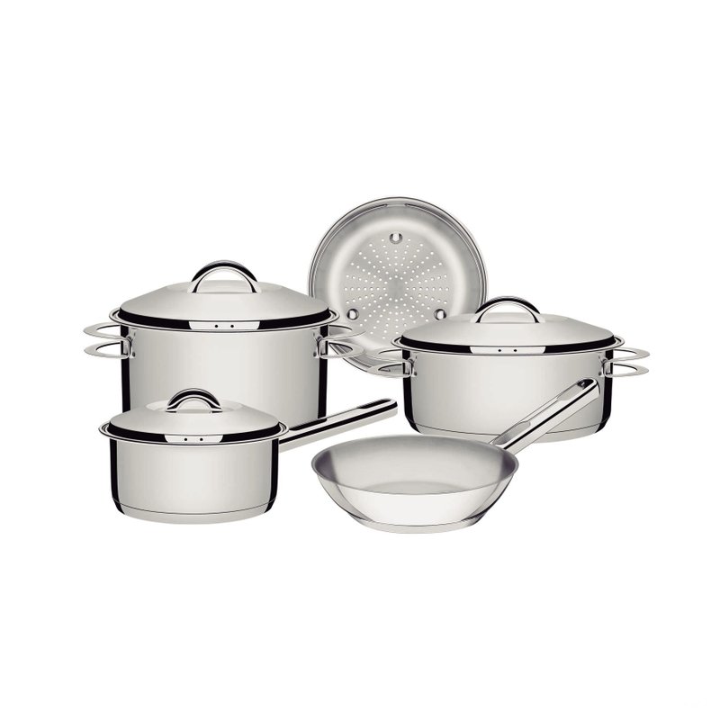 Jogo de Panelas Solar em Aço Inox com Fundo Triplo e Tampas de Inox 5 Peças