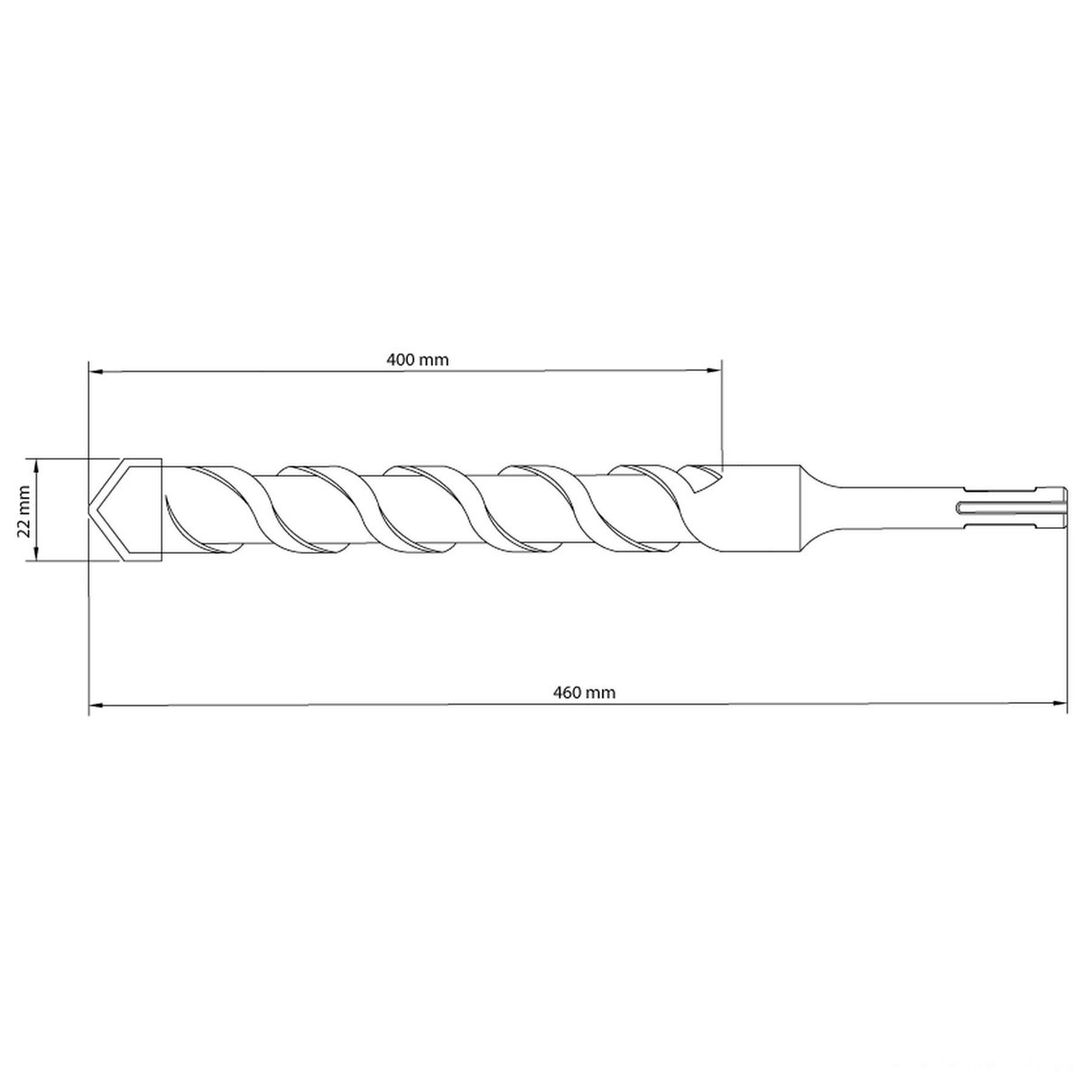 Broca para Concreto 22x460 mm em Aço Especial com Encaixe SDS Plus