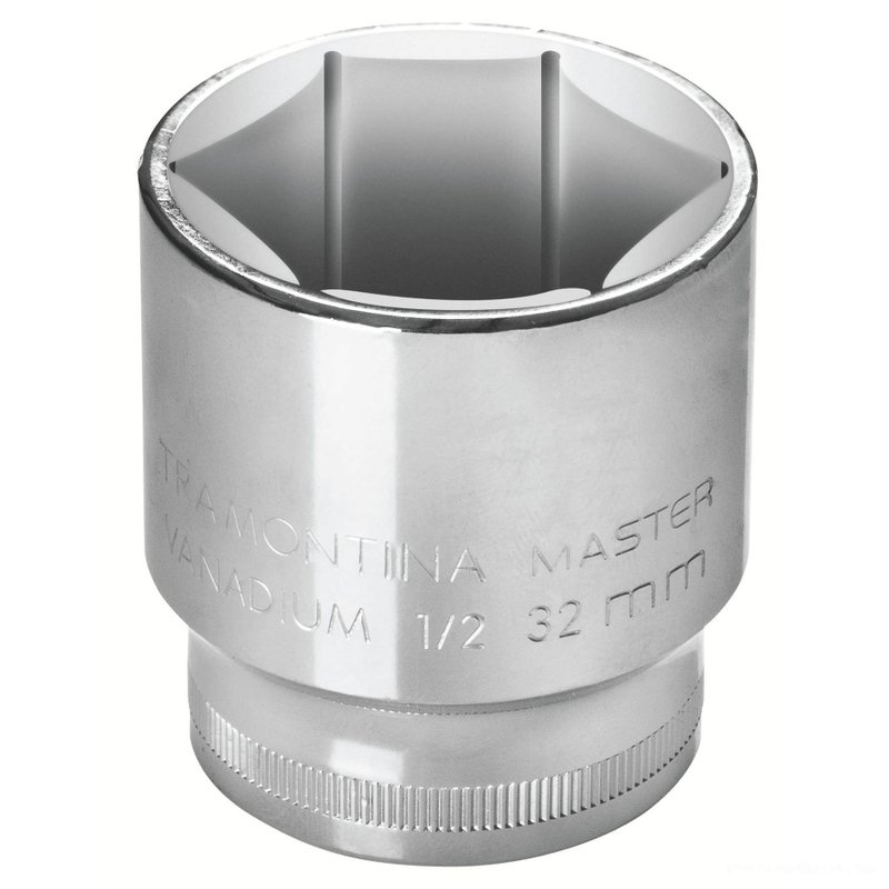 Soquete Sextavado 8 mm encaixe 1/2" em Aço Cromo Vanádio com Acabamento Cromado