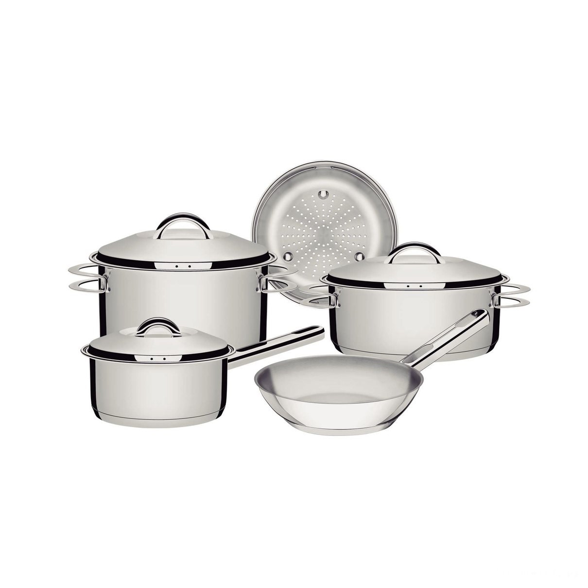Jogo de Panelas Solar em Aço Inox com Fundo Triplo e Tampas de Inox 5 Peças