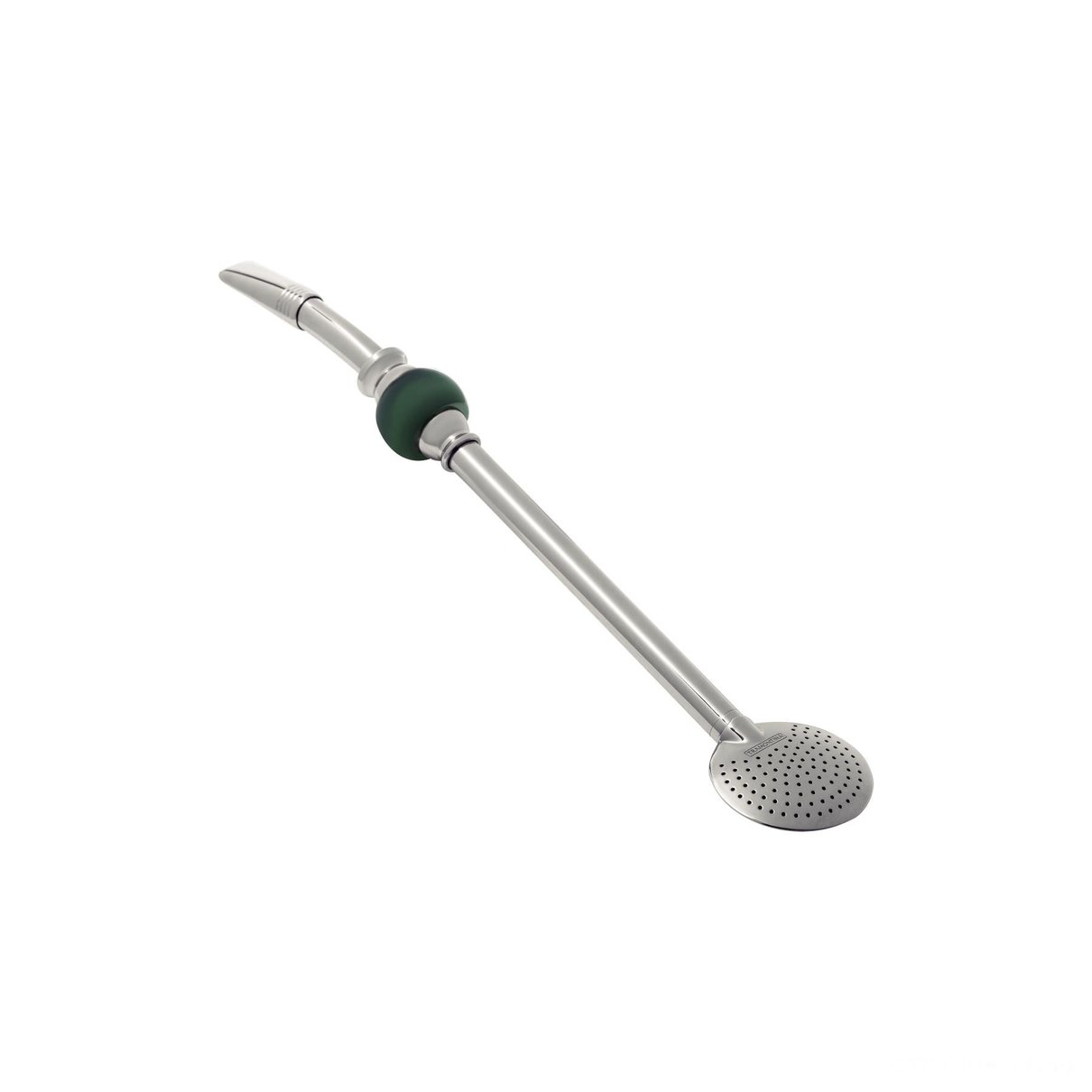 Bomba de Chimarrão Ilex em Aço Inox com Rosca e Pedra Ágata Verde 25 cm