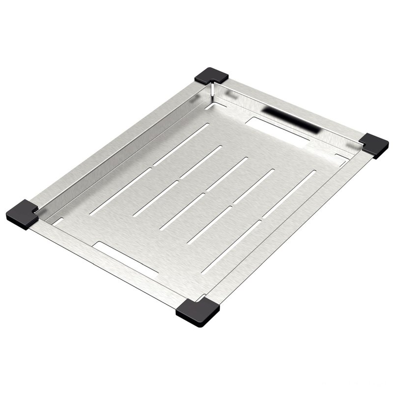 Bandeja Perfurada Design Collection em Aço Inox com Acabamento Scotch Brite 43x32 cm