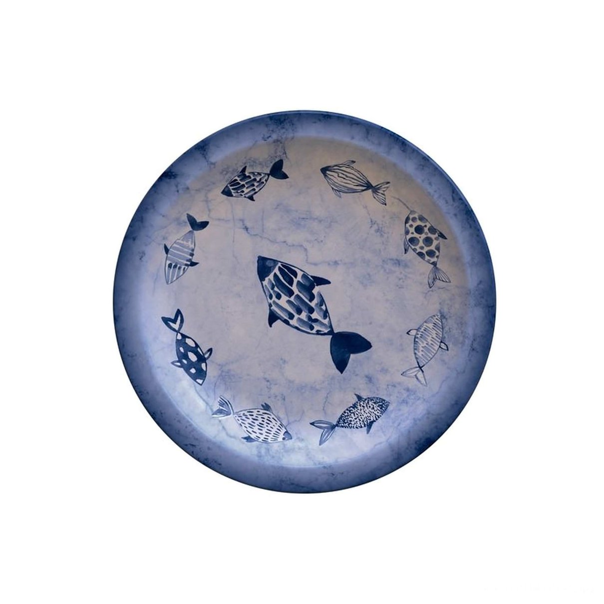 Prato Sobremesa Peixes em Porcelana Decorada 21 cm