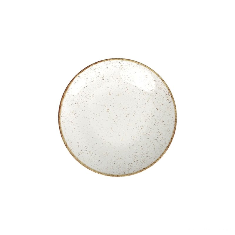 Prato Sobremesa Rústico Marrom em Porcelana Decorada 21 cm