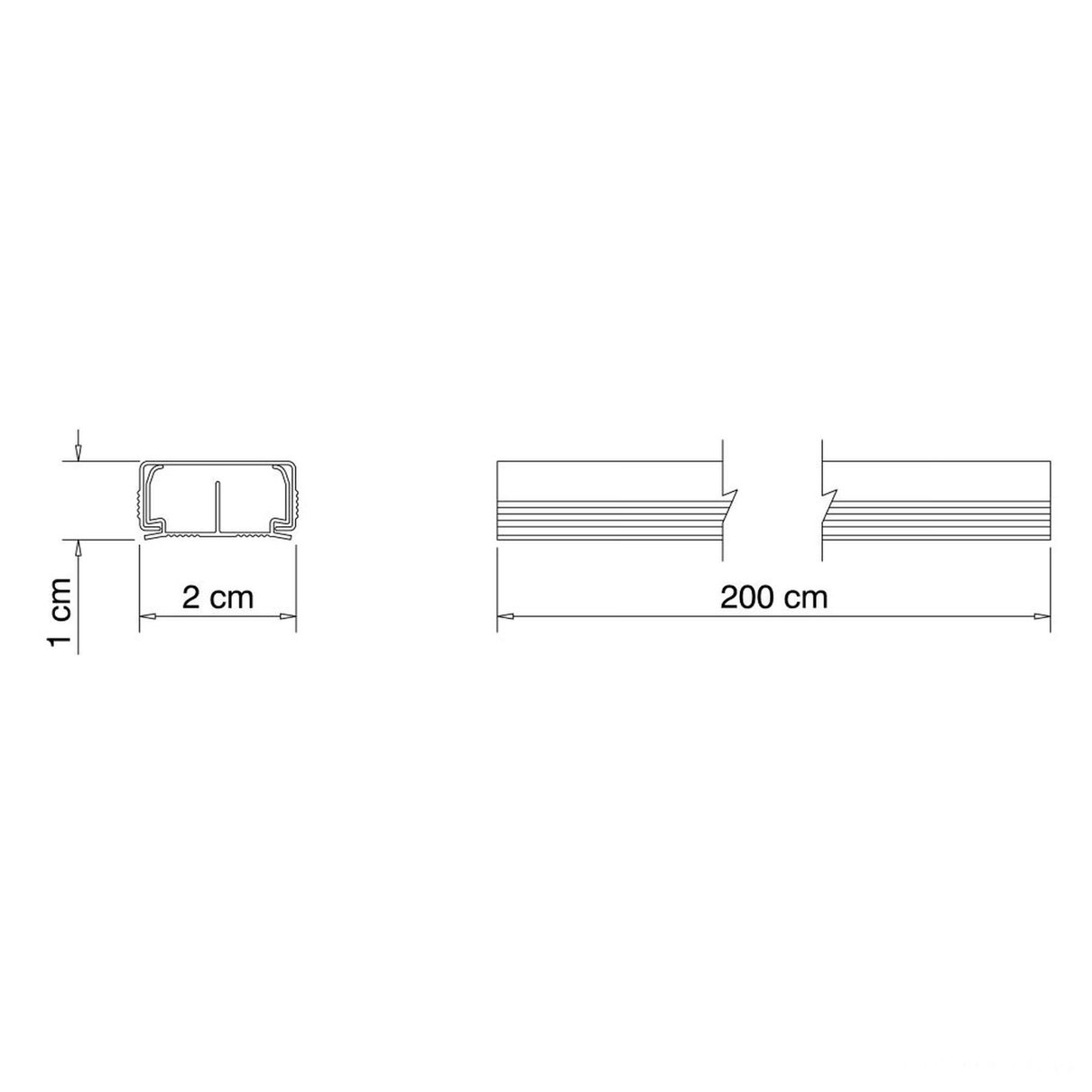 Canaleta 20 x 10 x 2000 mm Branca com Divisoria e Cinta Dupla Face