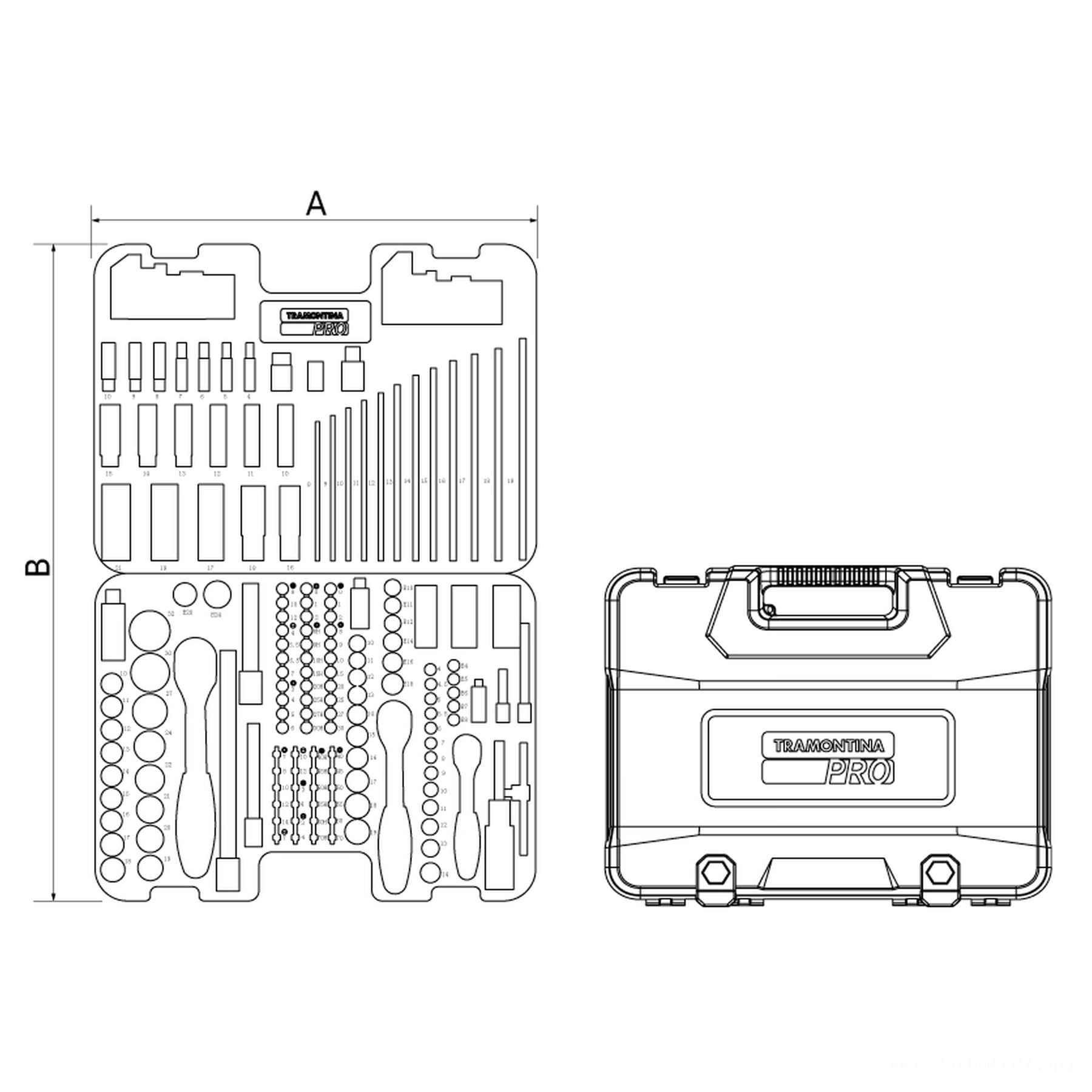 Kit Ferramentas Oficinas 176 peças Tramontina PRO Maleta - 44952176