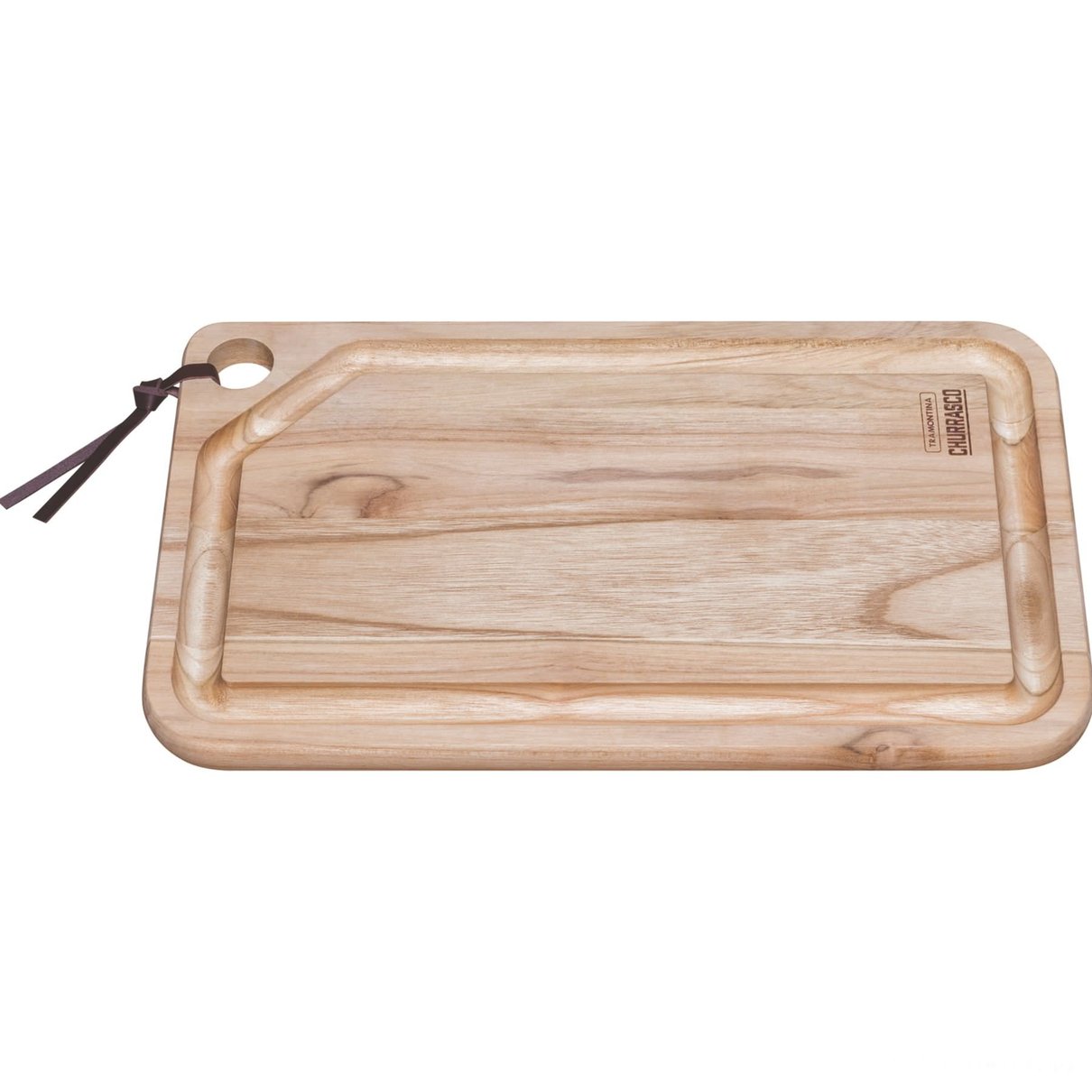 Tábua para Churrasco Retangular em Madeira Teca com Acabamento Natural 40 x 24 cm