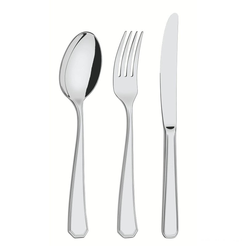 Faqueiro Sonata Aço Inox Facas de Mesa Acabamento Brilho Estojo de Madeira 42 peças