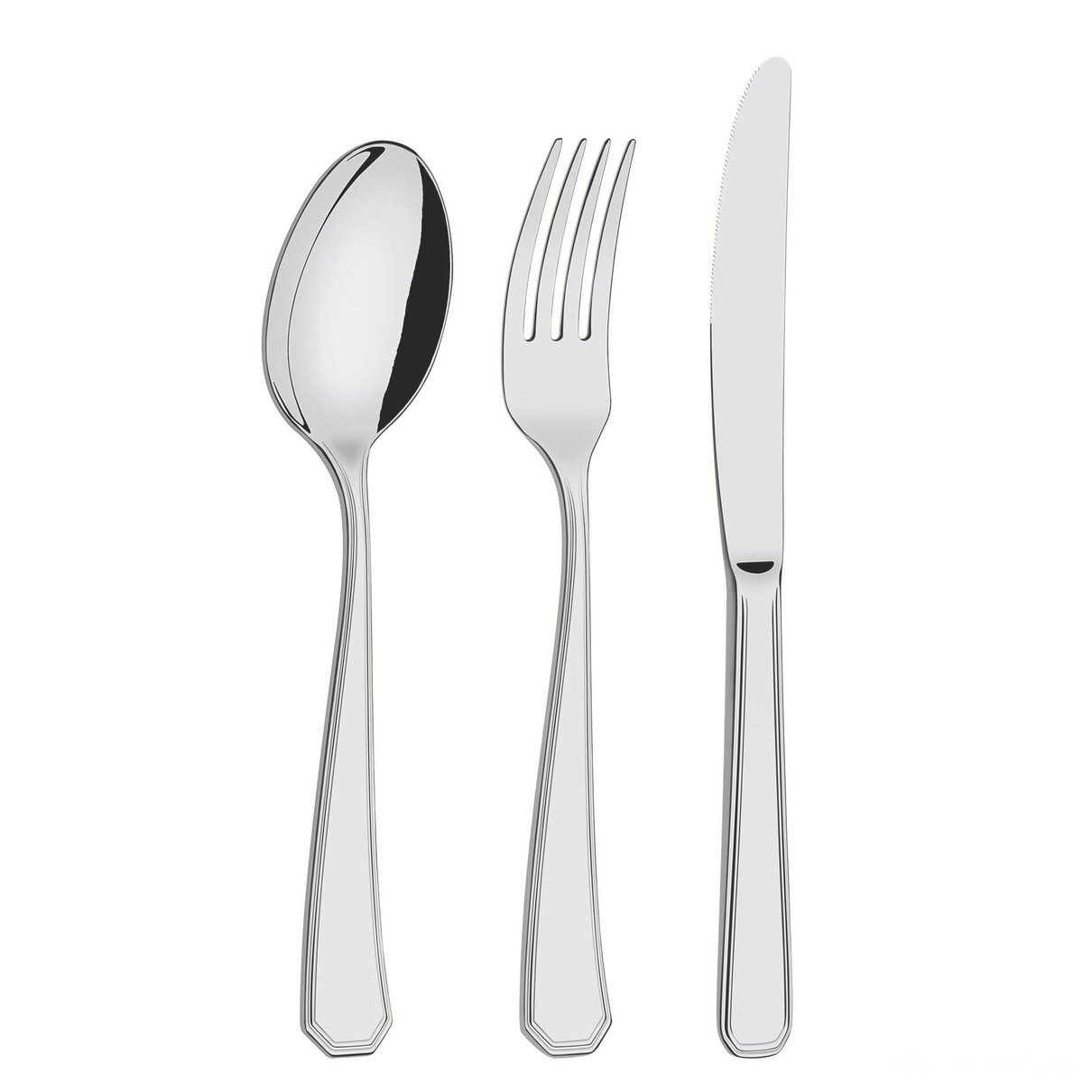 Faqueiro Sonata Aço Inox Facas de Mesa Acabamento Brilho Estojo de Madeira 42 peças