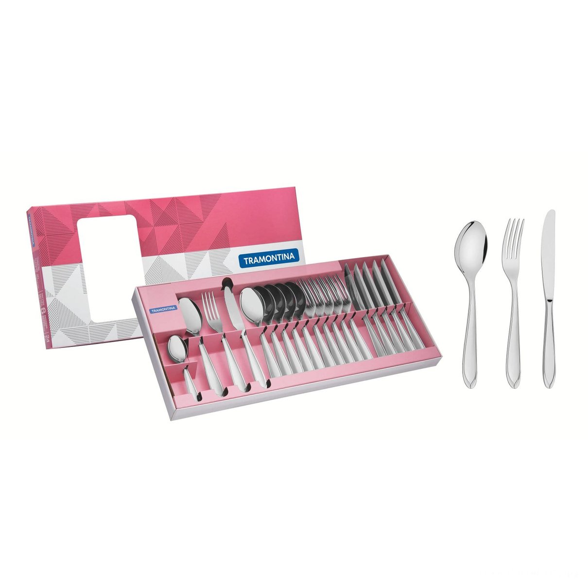 Faqueiro Laguna Aço Inox Facas de Mesa Acabamento em Brilho com Detalhes no Cabo 24 Peças
