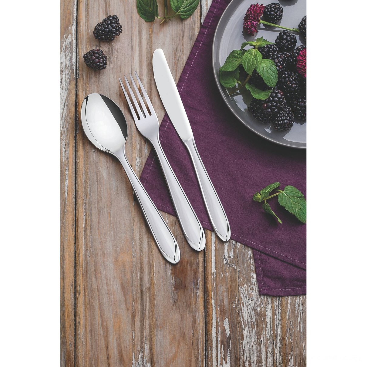 Faqueiro Laguna Aço Inox Facas de Mesa Acabamento em Brilho com Detalhes no Cabo 24 Peças