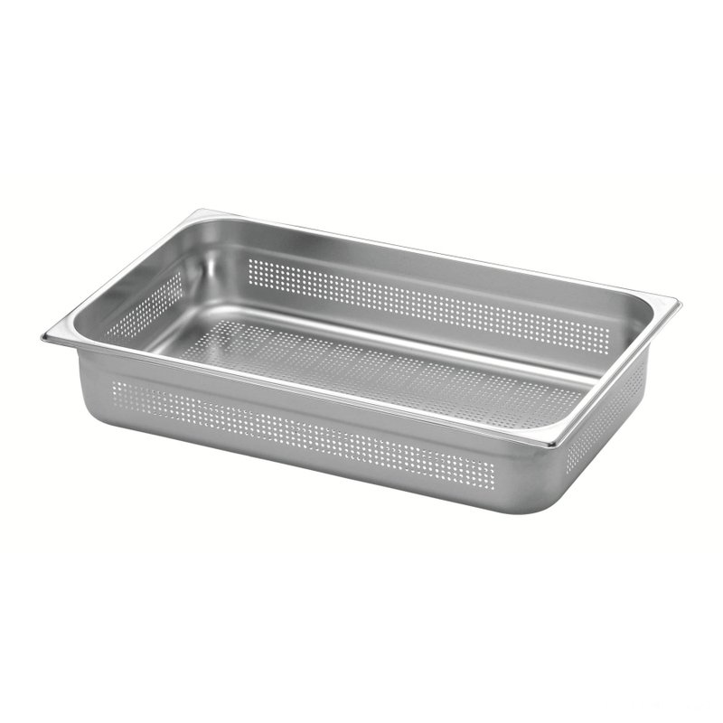 Cuba Perfurada GN 1/1 em Aço Inox sem Alças Profundidade 100 mm - Aço 201