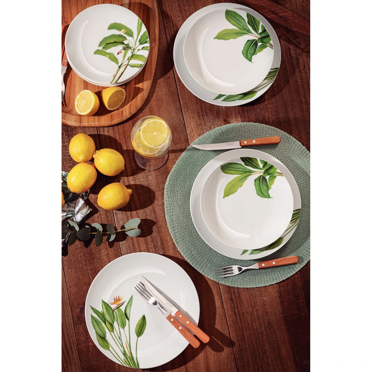 Kit Prato Sobremesa Graziela em Porcelana Decorada 19 cm 06 Peças
