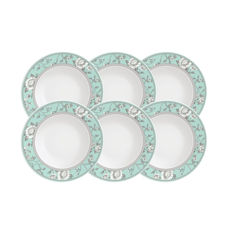 Kit Prato Sobremesa Helen em Porcelana Decorada 21 cm 06 Peças
