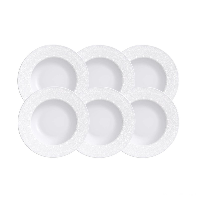 Kit Prato Sobremesa Alicia em Porcelana Decorada 21 cm 06 Peças