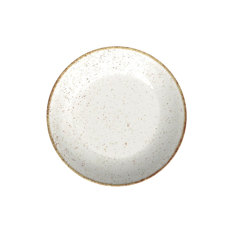 Prato Fundo Rústico Marrom em Porcelana Decorada 22 cm