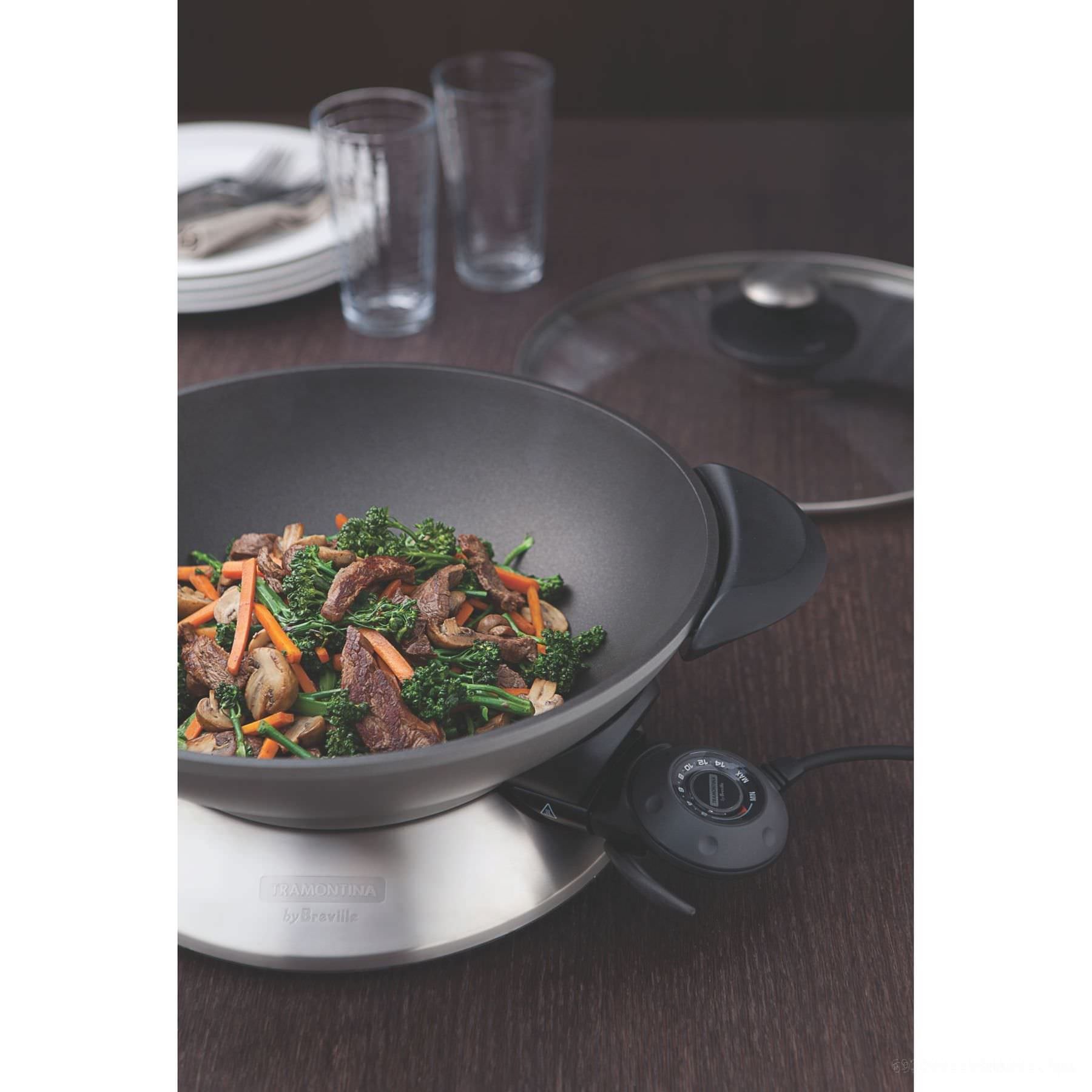 TRAMONTINA 鋳鉄 両手鍋 ホワイト 約25cm Panela Elétrica Tramontina by Breville Wok Chef Alumínio Fundido