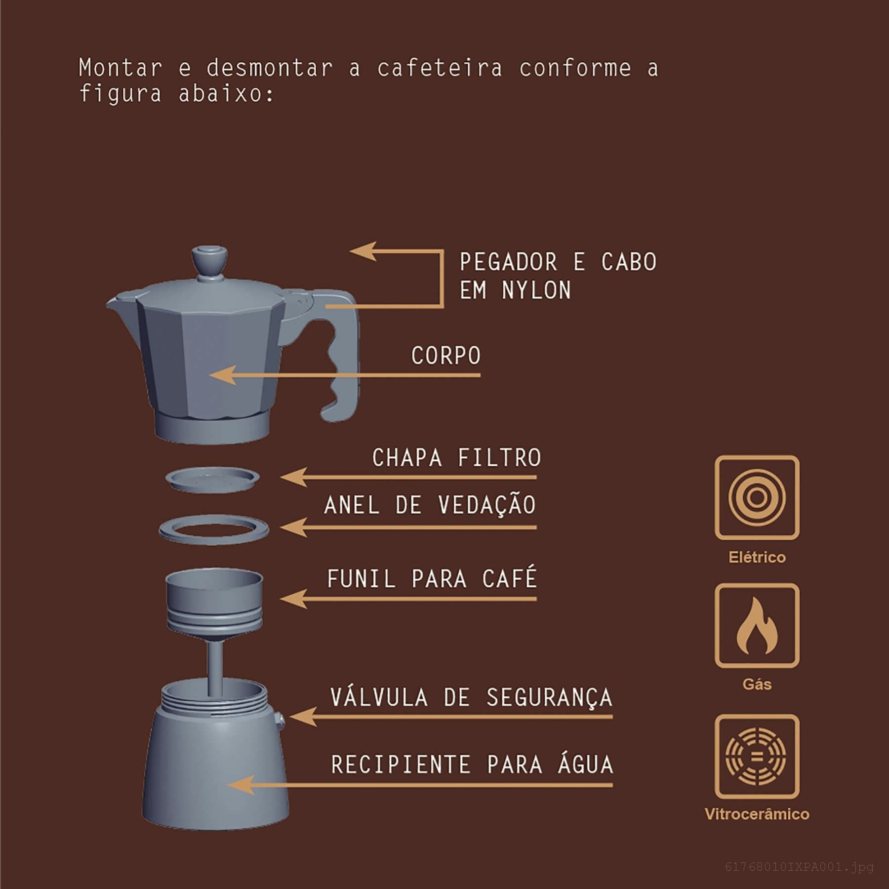 Cafeteira Expresso Italiana Tramontina Alumínio Cabo Nylon 320 ml