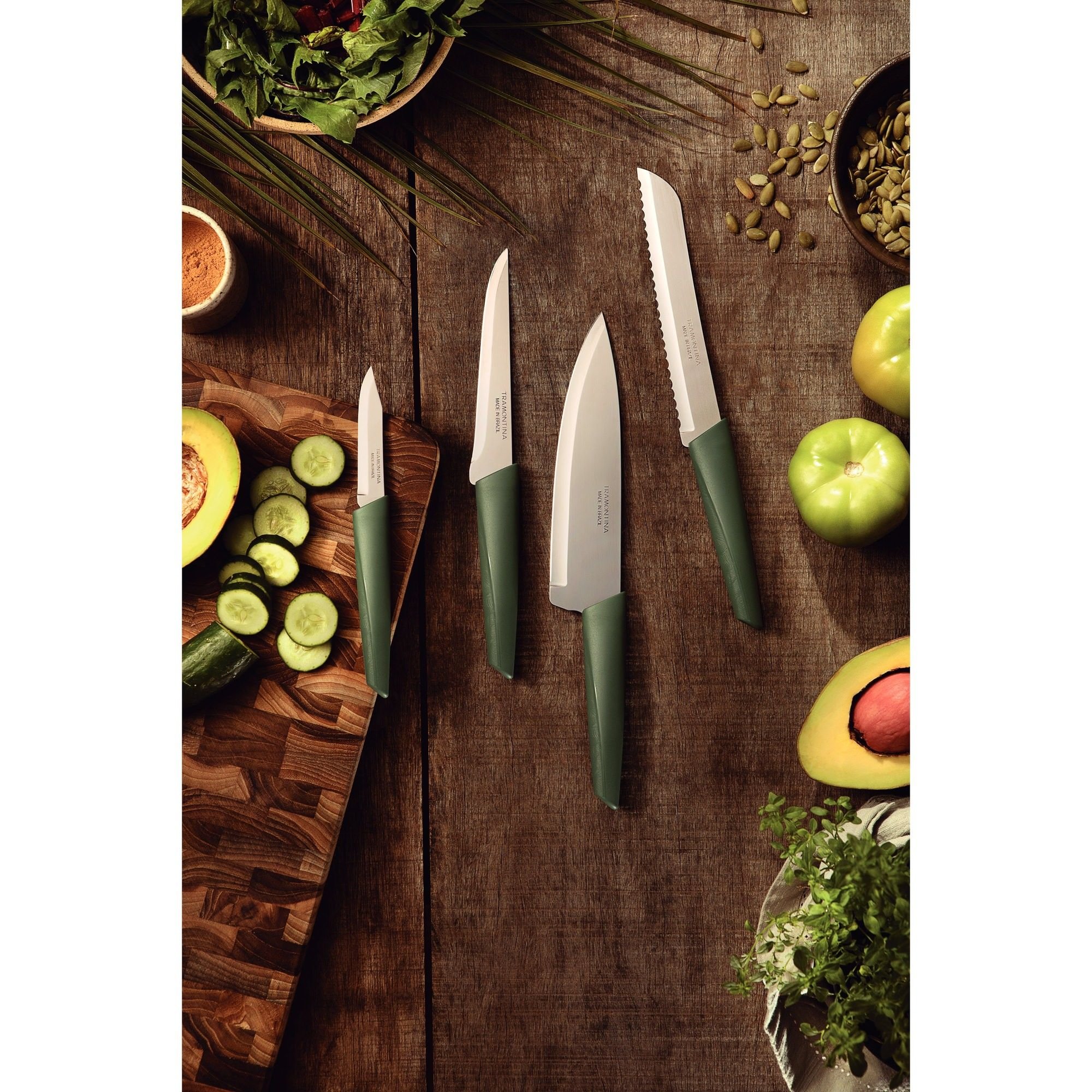 Kit Cozinha Tramontina Lyf 25 Peças - Verde Natureza - Alumínio Antiaderente