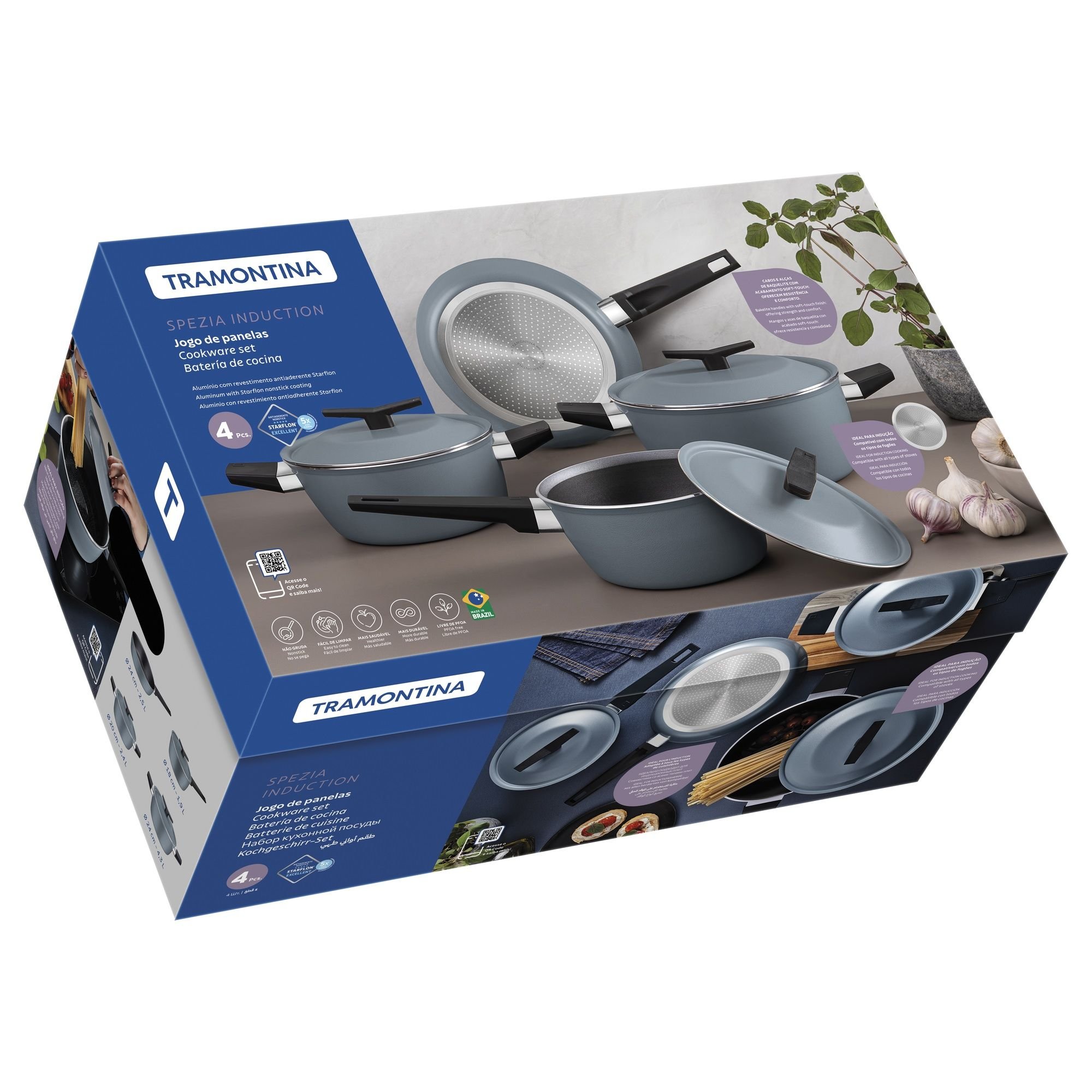 Jogo de Panelas Tramontina Spezia Induction Antiaderente Starflon