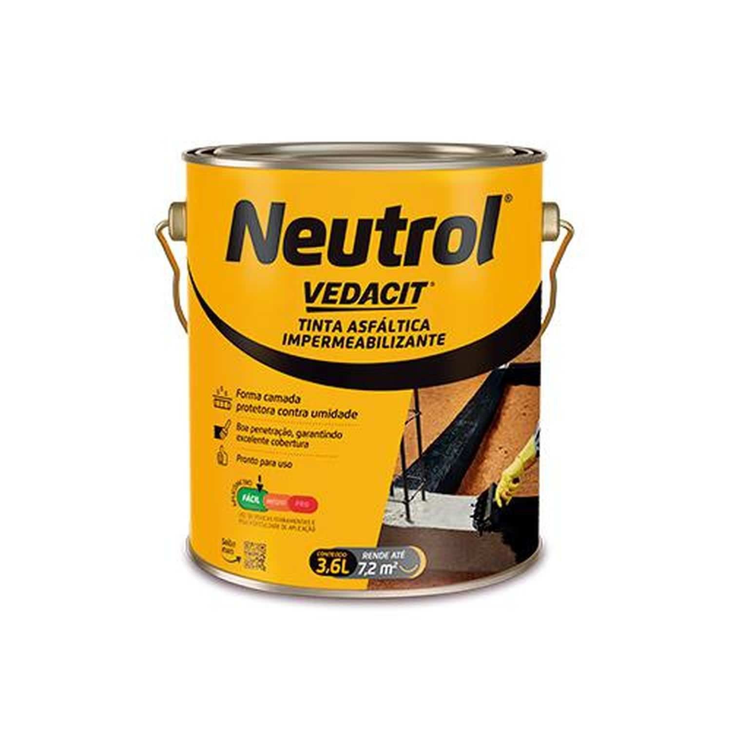 Tinta Asfáltica Neutrol Vedacit 3,6 Litros Impermeabilizante para ...