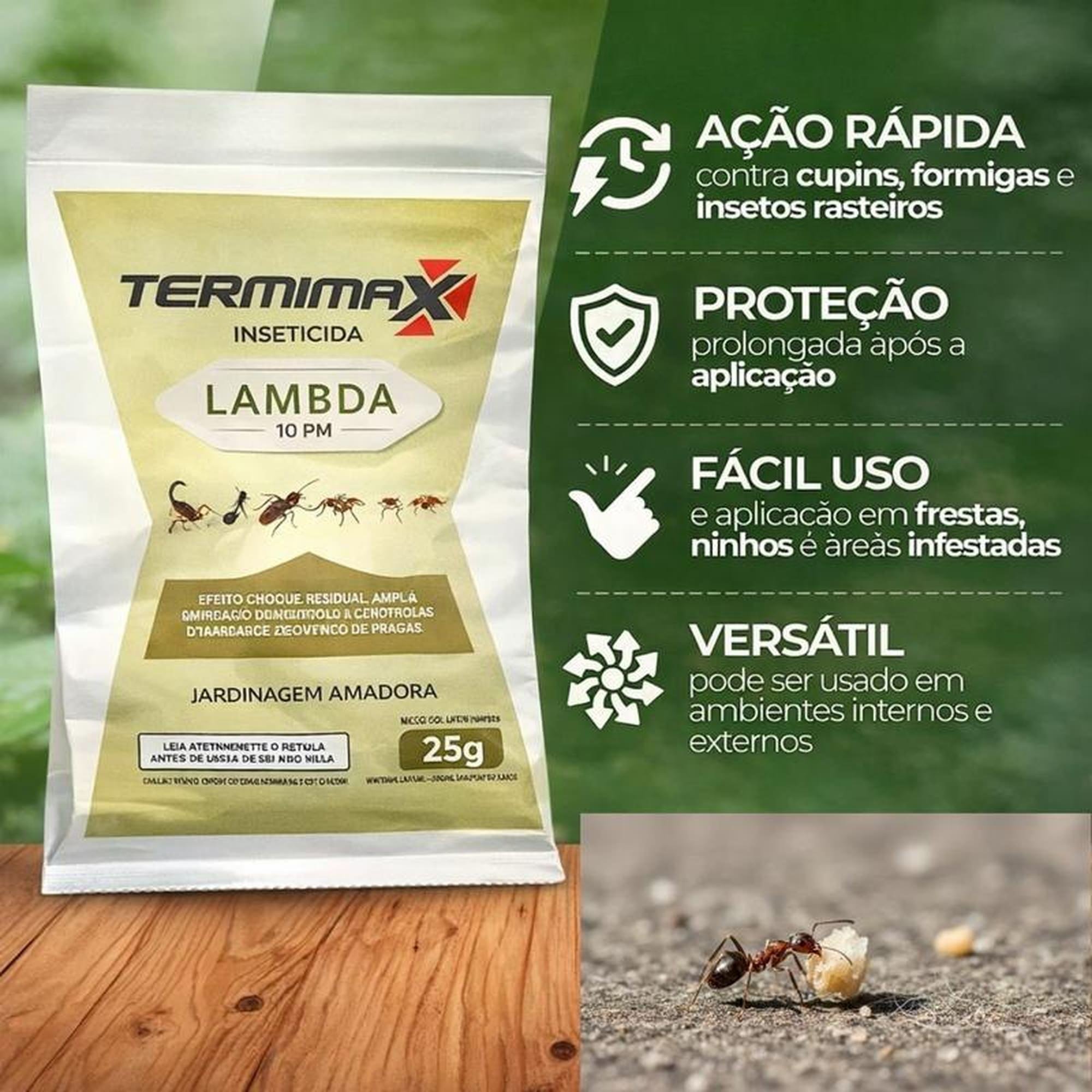Inseticida Termimax Lambda 10 PM 25g - Eficaz contra Formigas